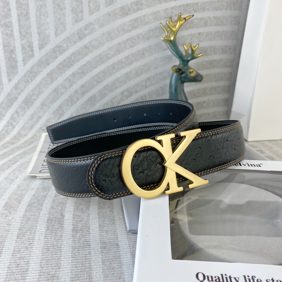 CK 💕 特种皮腰带系列 ，原厂五金精品不锈钢扣，手感柔软舒适 宽3.8CM。
