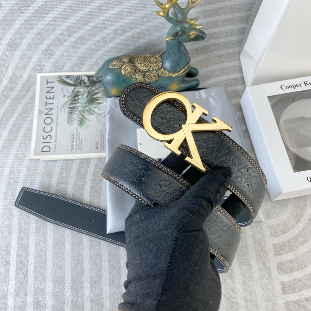 CK 💕 特种皮腰带系列 ，原厂五金精品不锈钢扣，手感柔软舒适 宽3.8CM。