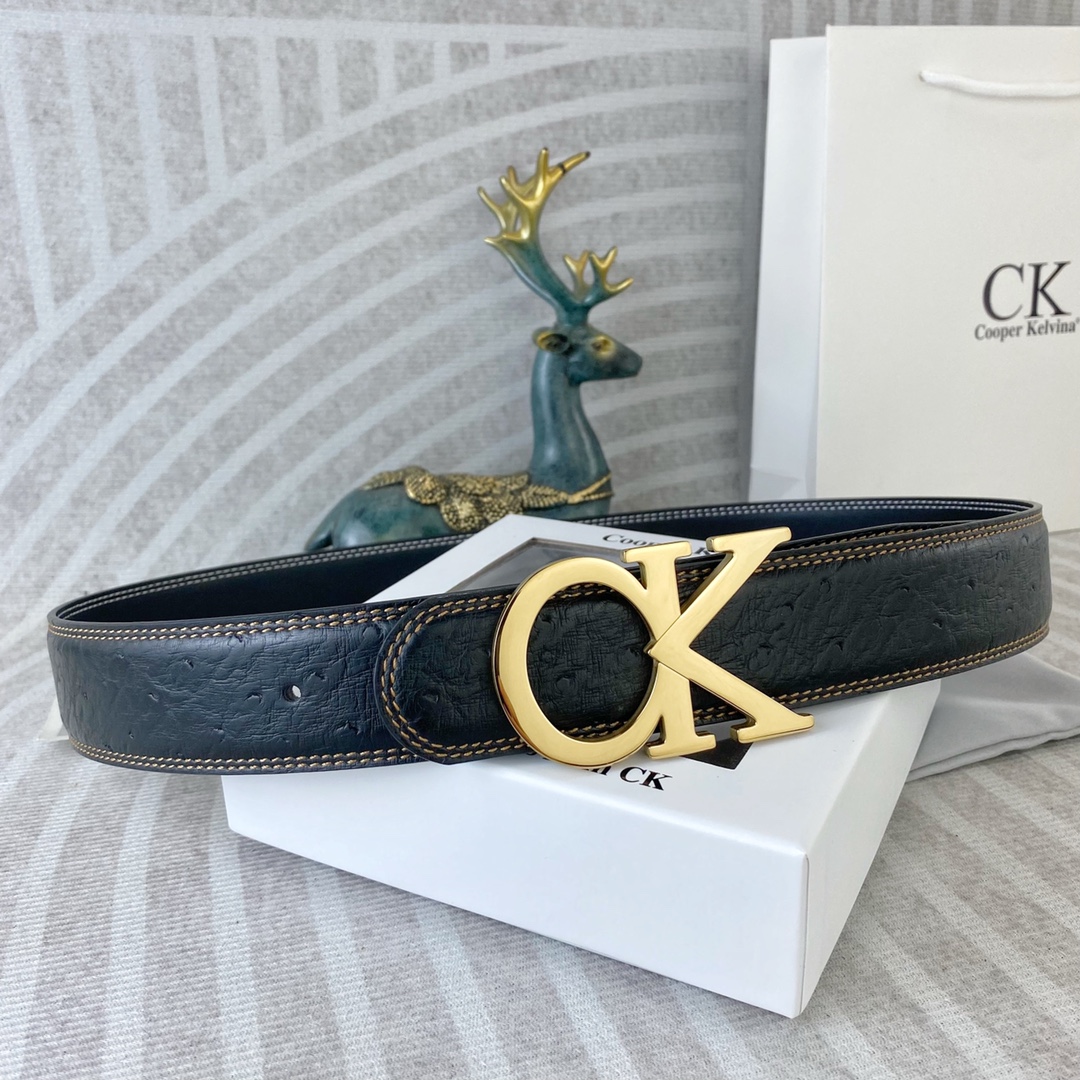 CK 💕 特种皮腰带系列 ，原厂五金精品不锈钢扣，手感柔软舒适 宽3.8CM。
