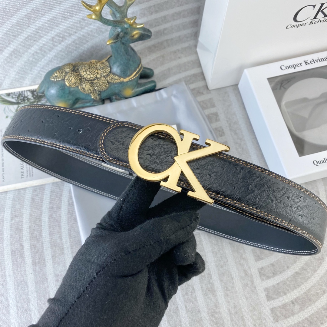 CK 💕 特种皮腰带系列 ，原厂五金精品不锈钢扣，手感柔软舒适 宽3.8CM。