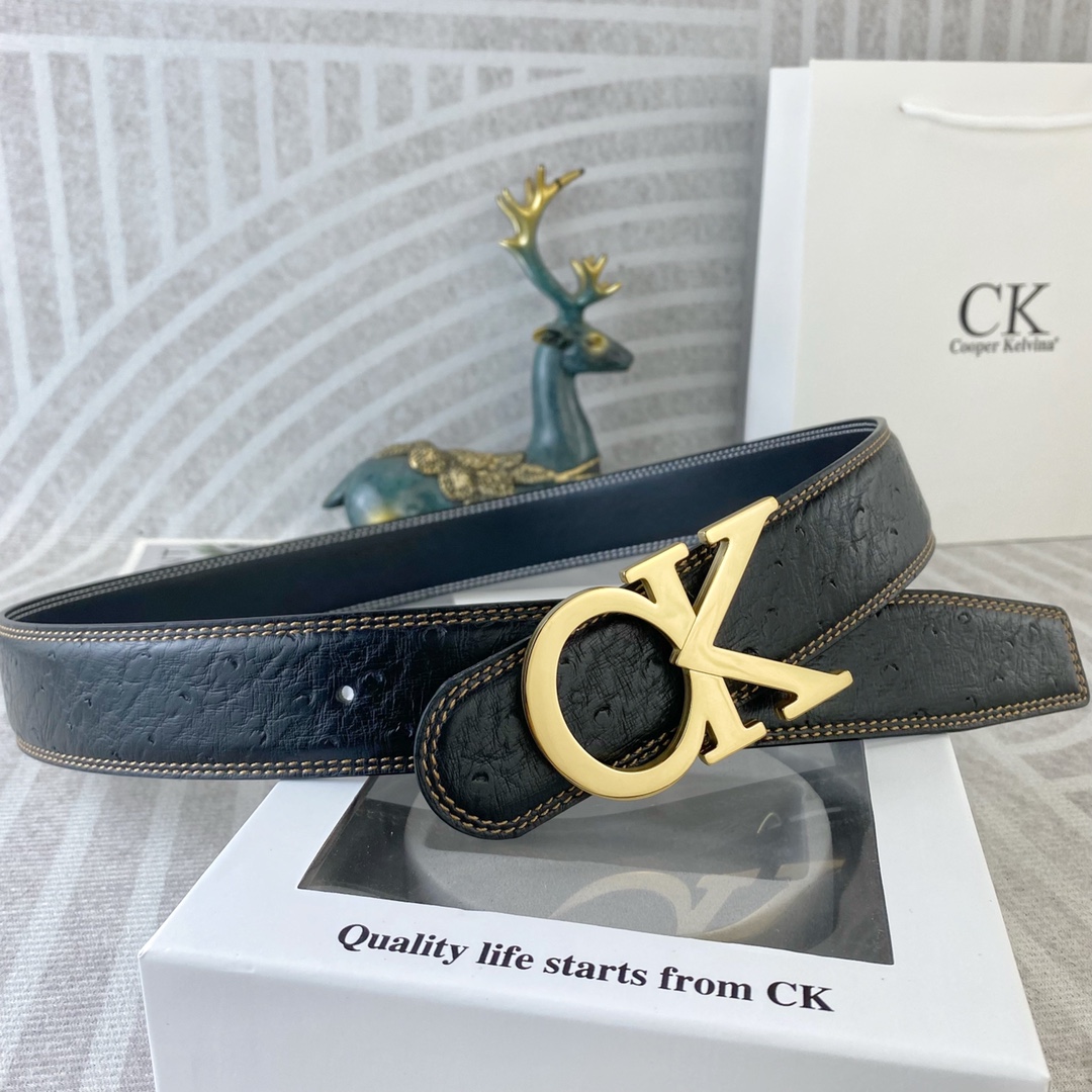 CK 💕 特种皮腰带系列 ，原厂五金精品不锈钢扣，手感柔软舒适 宽3.8CM。