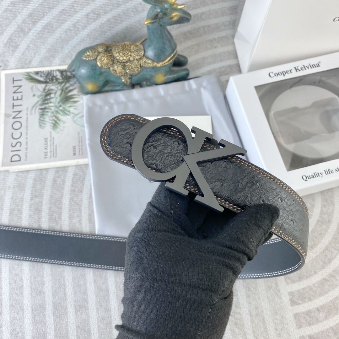 CK 💕 特种皮腰带系列 ，原厂五金精品不锈钢扣，手感柔软舒适 宽3.8CM。