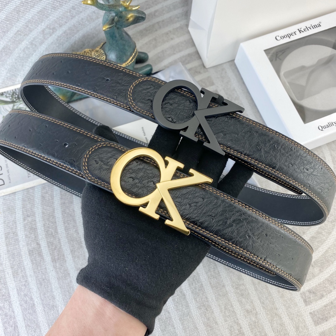 CK 💕 特种皮腰带系列 ，原厂五金精品不锈钢扣，手感柔软舒适 宽3.8CM。