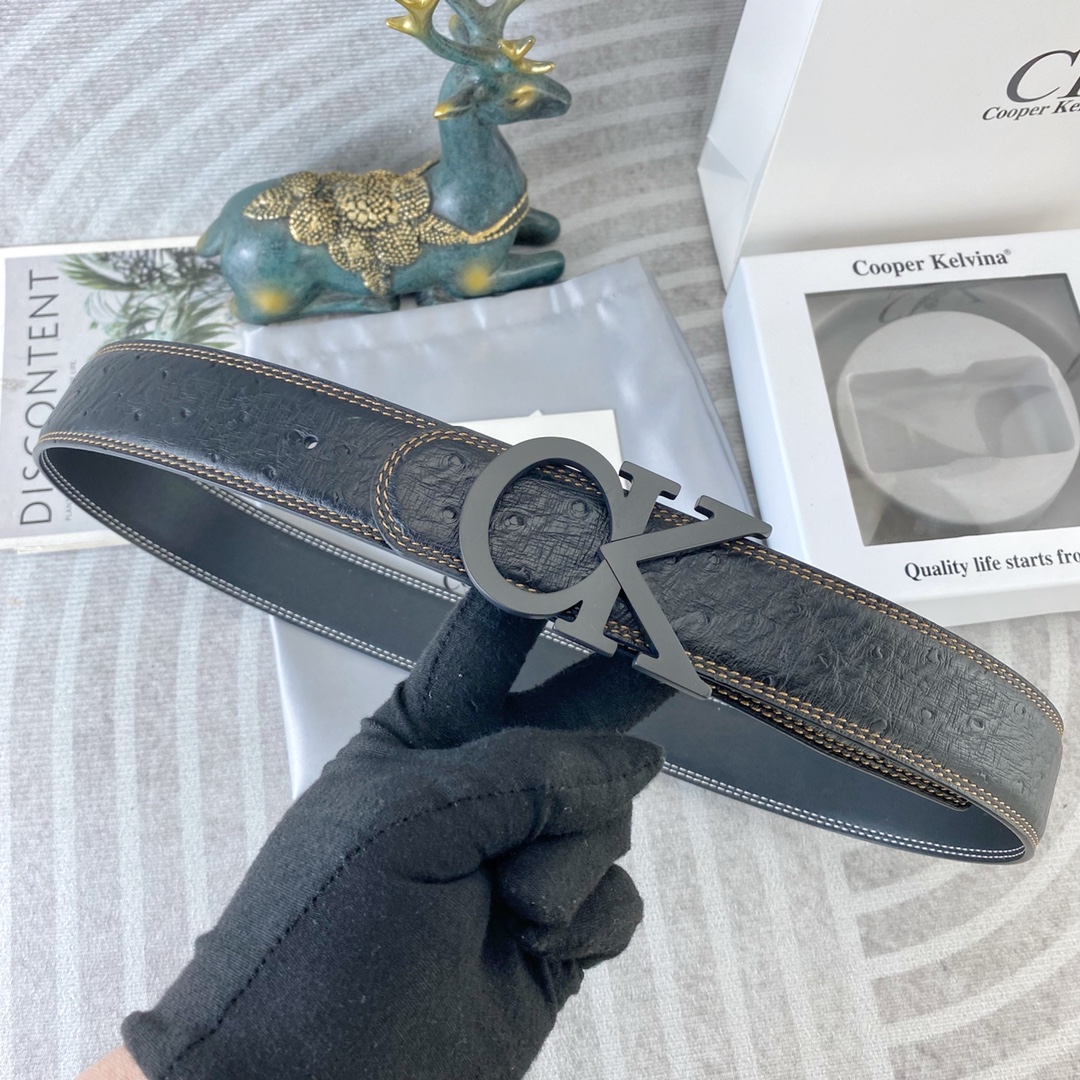 CK 💕 特种皮腰带系列 ，原厂五金精品不锈钢扣，手感柔软舒适 宽3.8CM。
