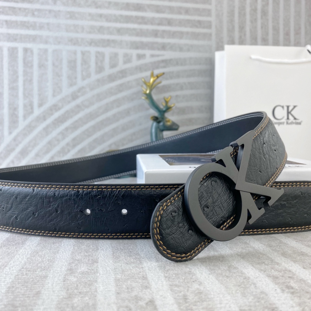 CK 💕 特种皮腰带系列 ，原厂五金精品不锈钢扣，手感柔软舒适 宽3.8CM。