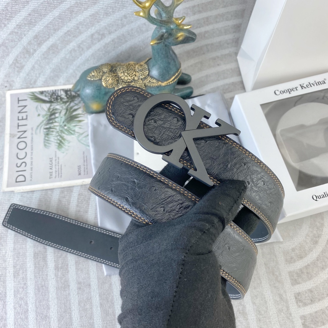 CK 💕 特种皮腰带系列 ，原厂五金精品不锈钢扣，手感柔软舒适 宽3.8CM。