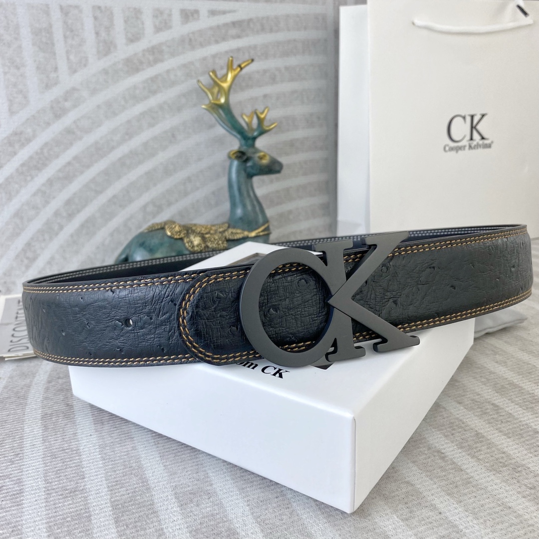 CK 💕 特种皮腰带系列 ，原厂五金精品不锈钢扣，手感柔软舒适 宽3.8CM。