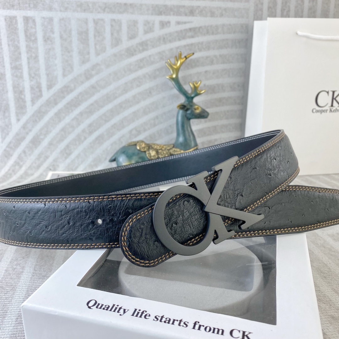 CK 💕 特种皮腰带系列 ，原厂五金精品不锈钢扣，手感柔软舒适 宽3.8CM。