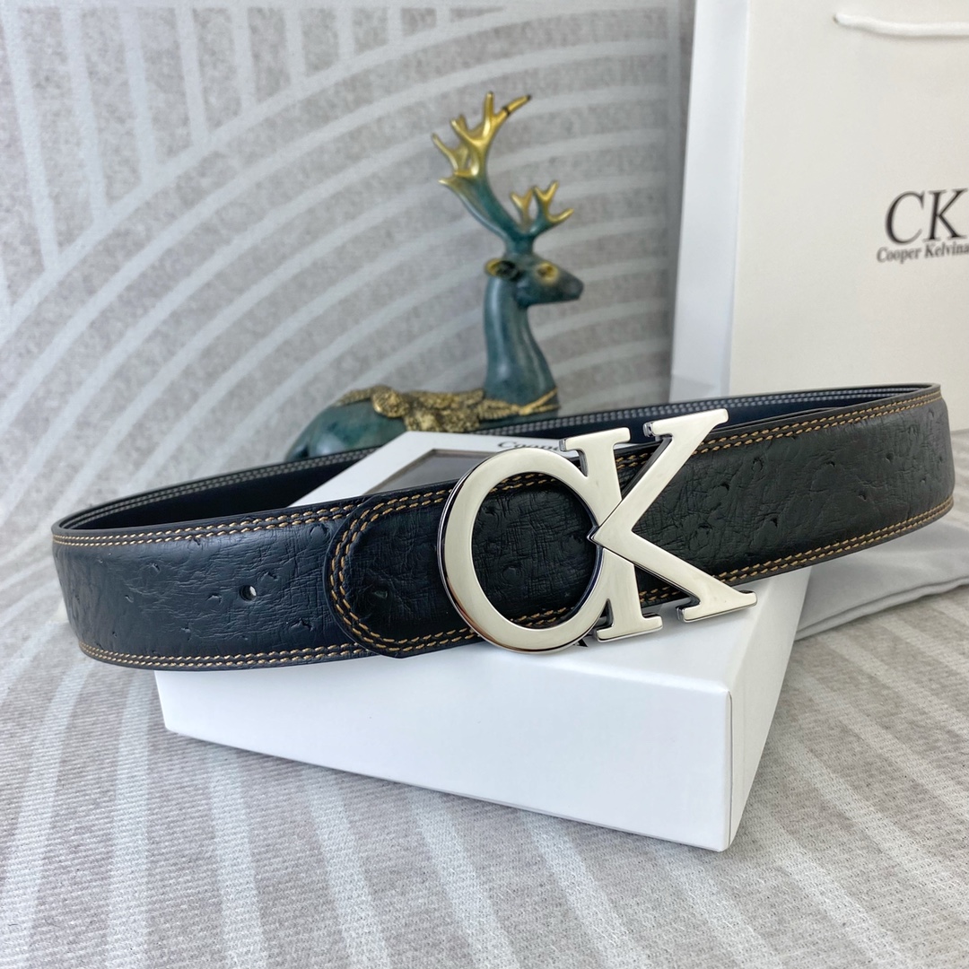 CK 💕 特种皮腰带系列 ，原厂五金精品不锈钢扣，手感柔软舒适 宽3.8CM。