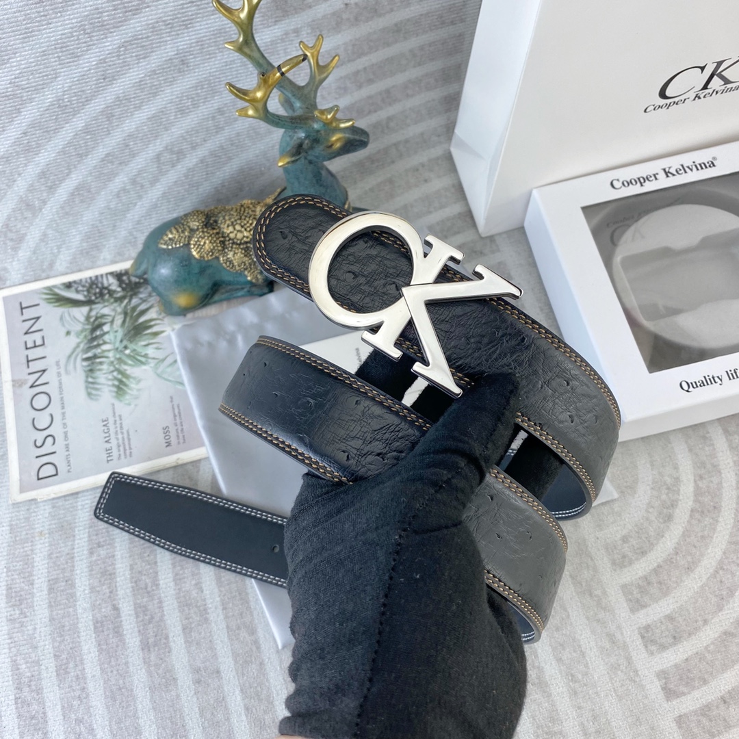 CK 💕 特种皮腰带系列 ，原厂五金精品不锈钢扣，手感柔软舒适 宽3.8CM。