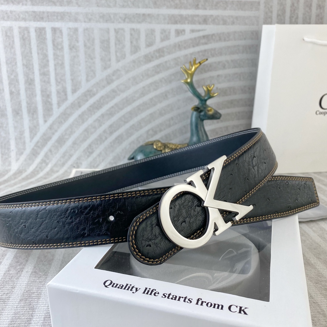 CK 💕 特种皮腰带系列 ，原厂五金精品不锈钢扣，手感柔软舒适 宽3.8CM。
