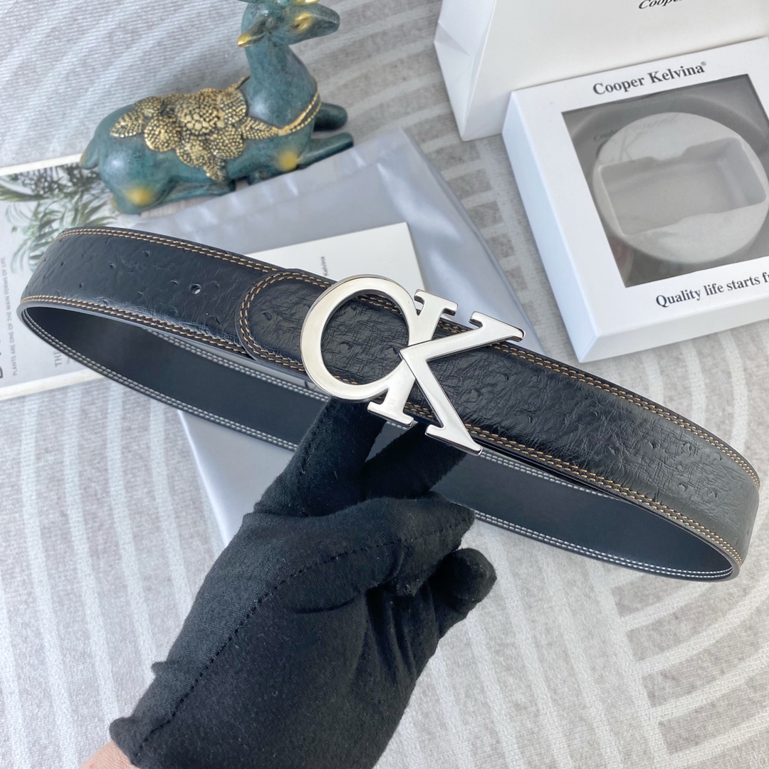 CK 💕 特种皮腰带系列 ，原厂五金精品不锈钢扣，手感柔软舒适 宽3.8CM。