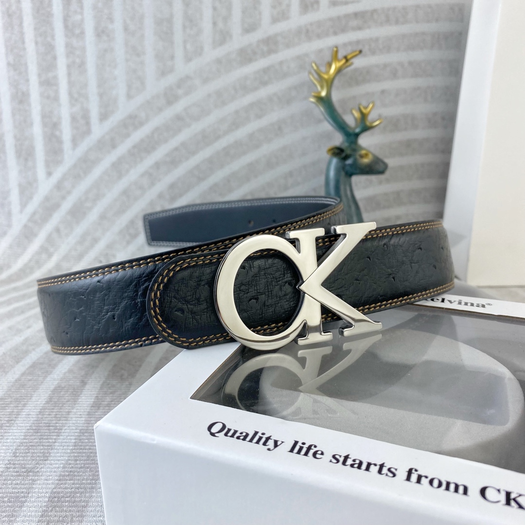 CK 💕 特种皮腰带系列 ，原厂五金精品不锈钢扣，手感柔软舒适 宽3.8CM。