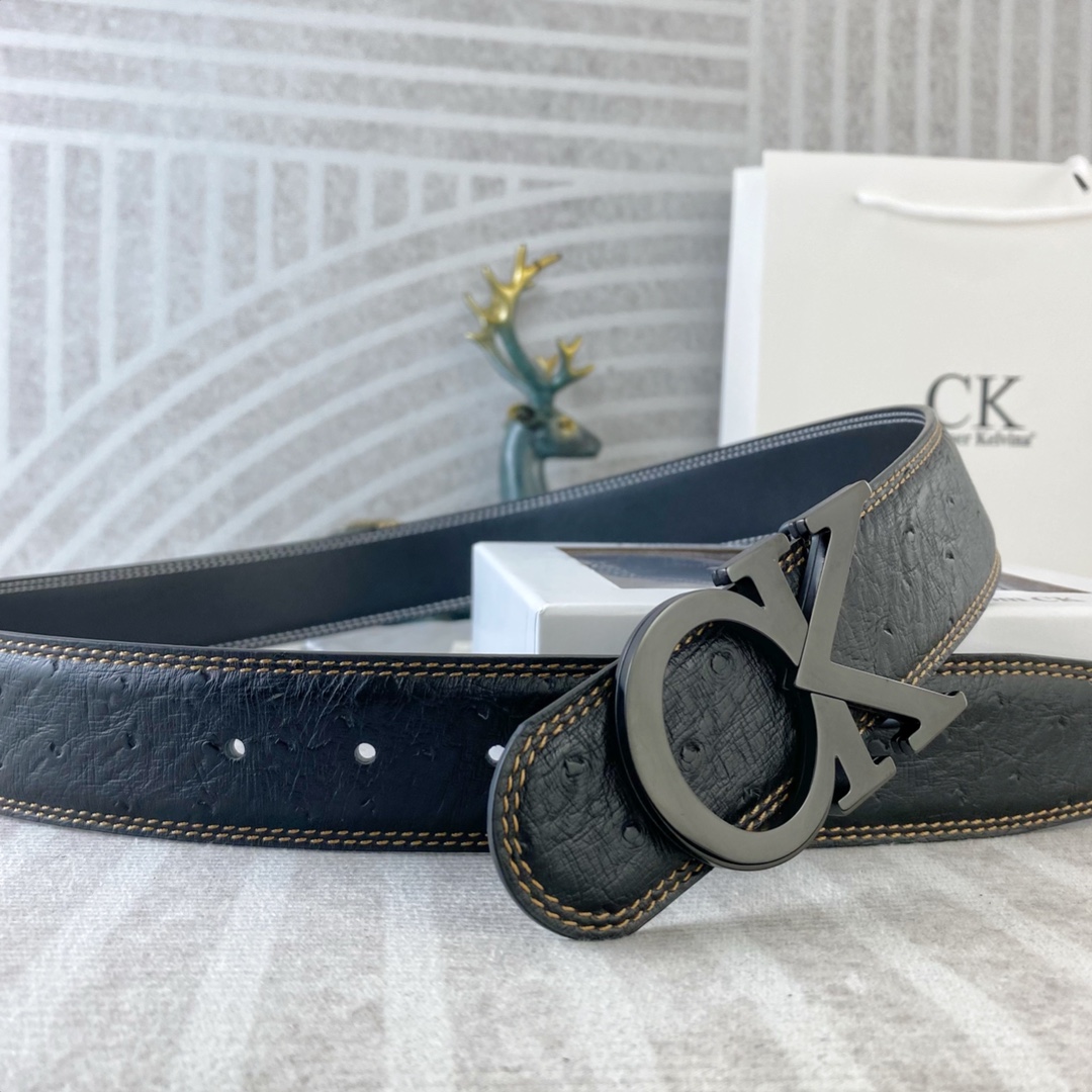 CK 💕 特种皮腰带系列 ，原厂五金精品不锈钢扣，手感柔软舒适 宽3.8CM。