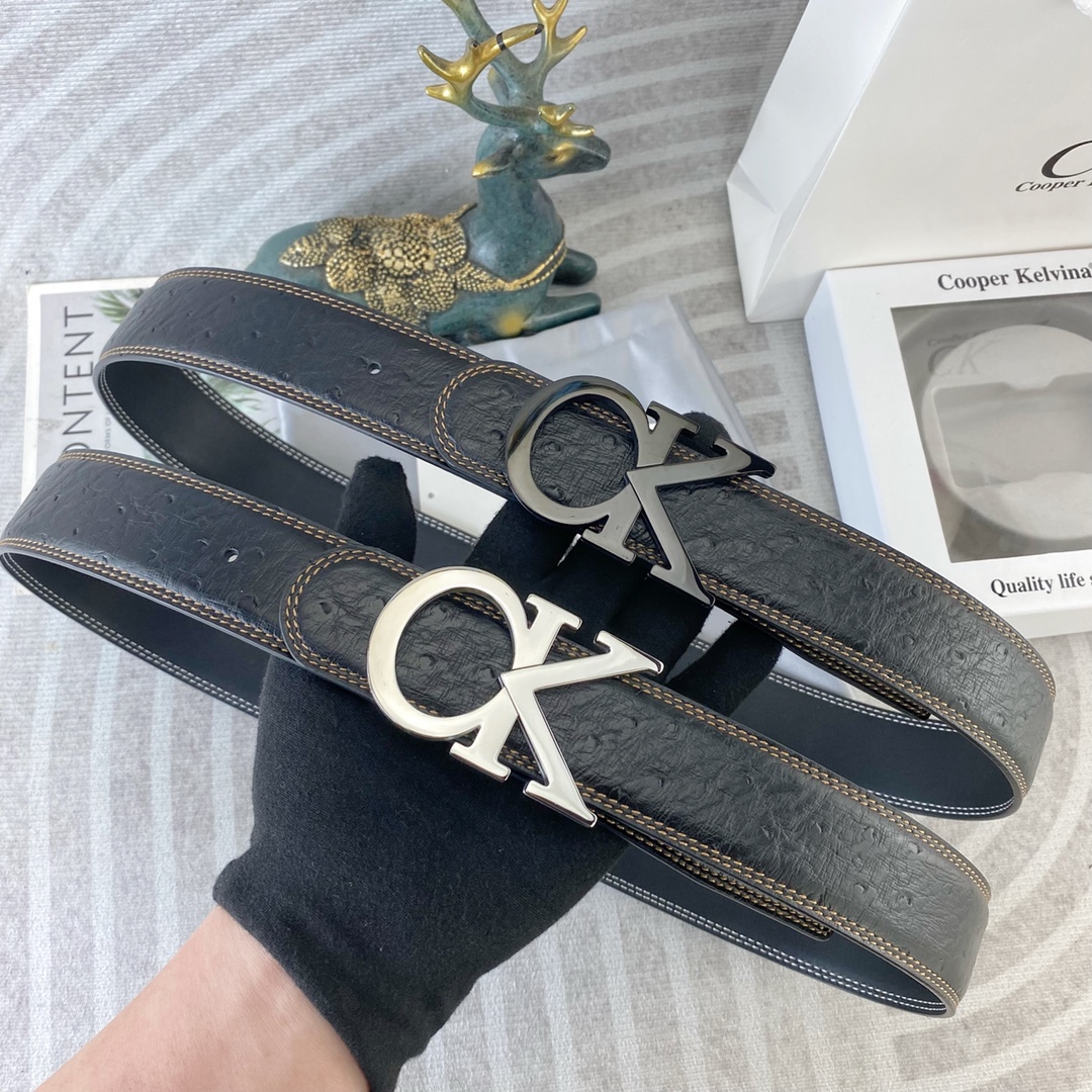 CK 💕 特种皮腰带系列 ，原厂五金精品不锈钢扣，手感柔软舒适 宽3.8CM。
