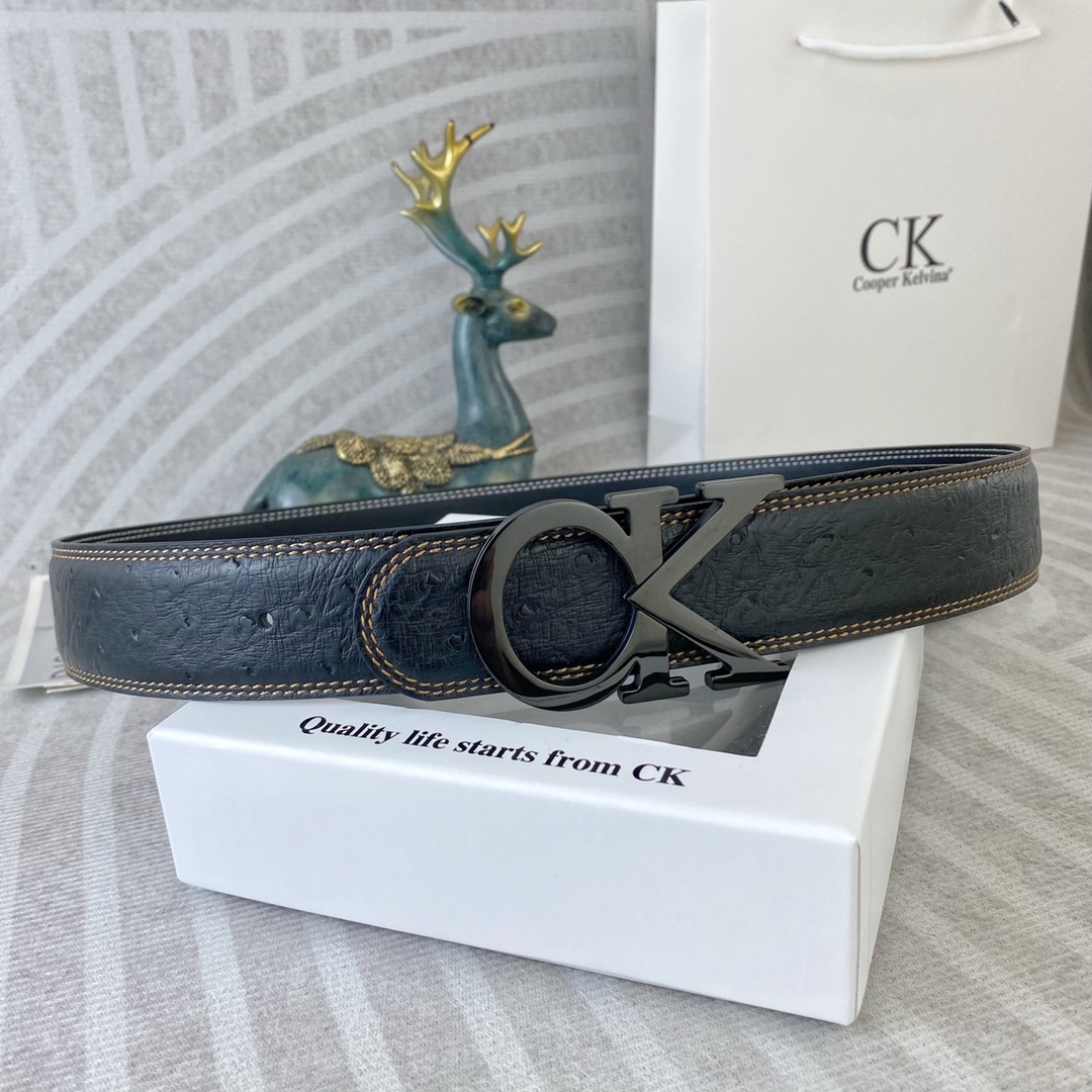 CK 💕 特种皮腰带系列 ，原厂五金精品不锈钢扣，手感柔软舒适 宽3.8CM。