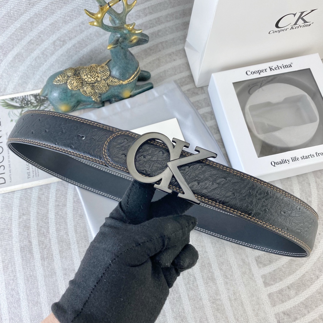 CK 💕 特种皮腰带系列 ，原厂五金精品不锈钢扣，手感柔软舒适 宽3.8CM。