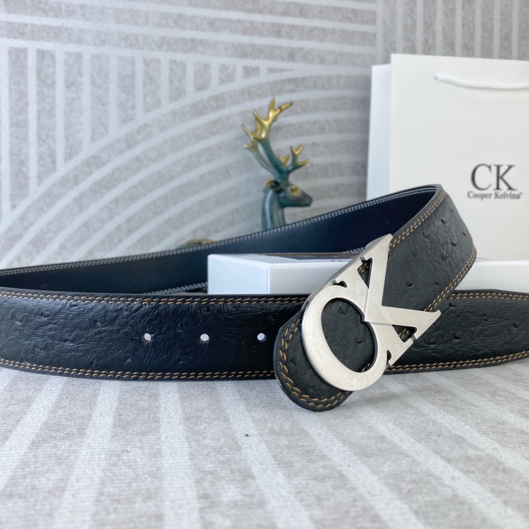 CK 💕 特种皮腰带系列 ，原厂五金精品不锈钢扣，手感柔软舒适 宽3.8CM。