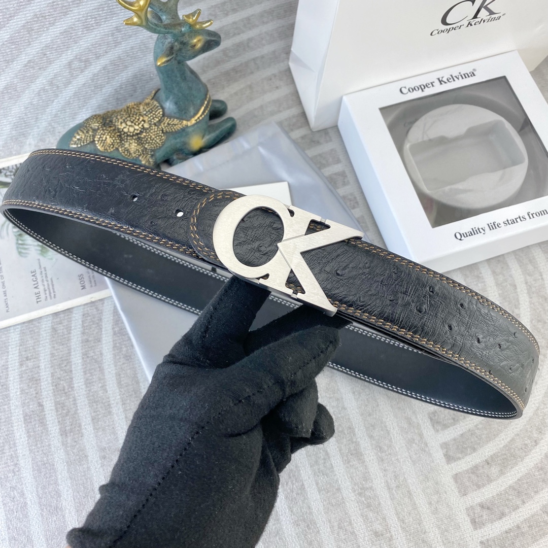 CK 💕 特种皮腰带系列 ，原厂五金精品不锈钢扣，手感柔软舒适 宽3.8CM。