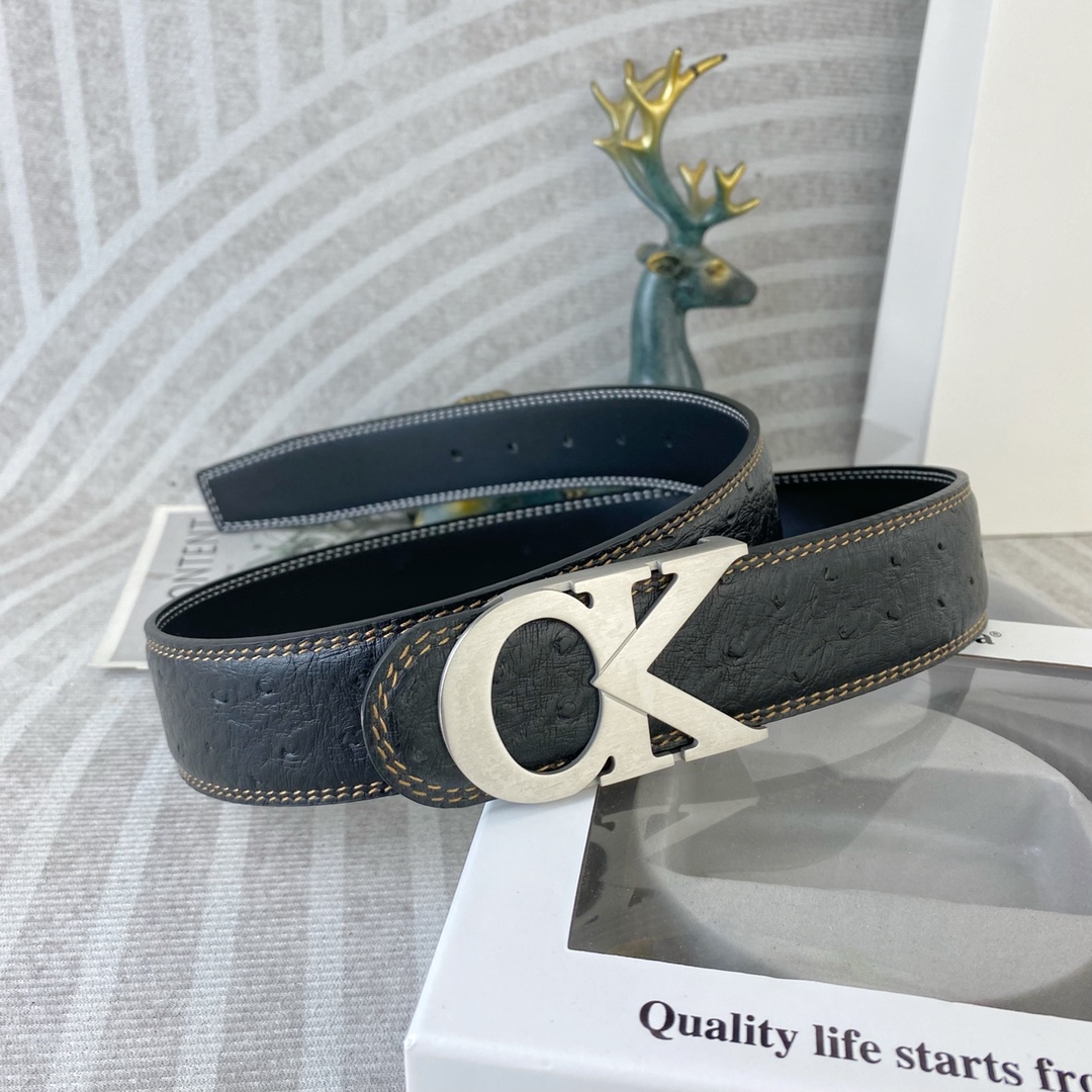 CK 💕 特种皮腰带系列 ，原厂五金精品不锈钢扣，手感柔软舒适 宽3.8CM。