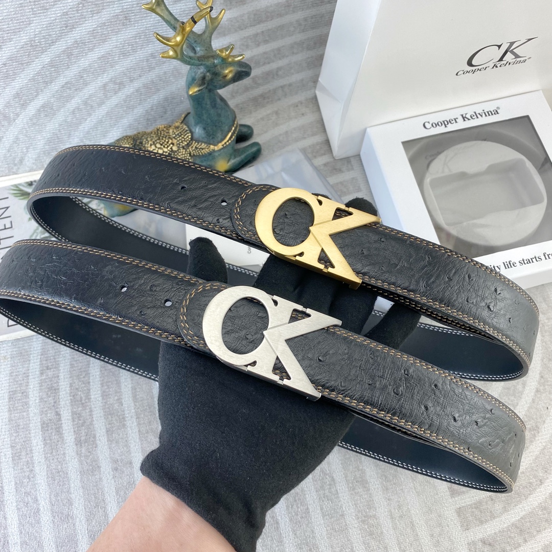 CK 💕 特种皮腰带系列 ，原厂五金精品不锈钢扣，手感柔软舒适 宽3.8CM。