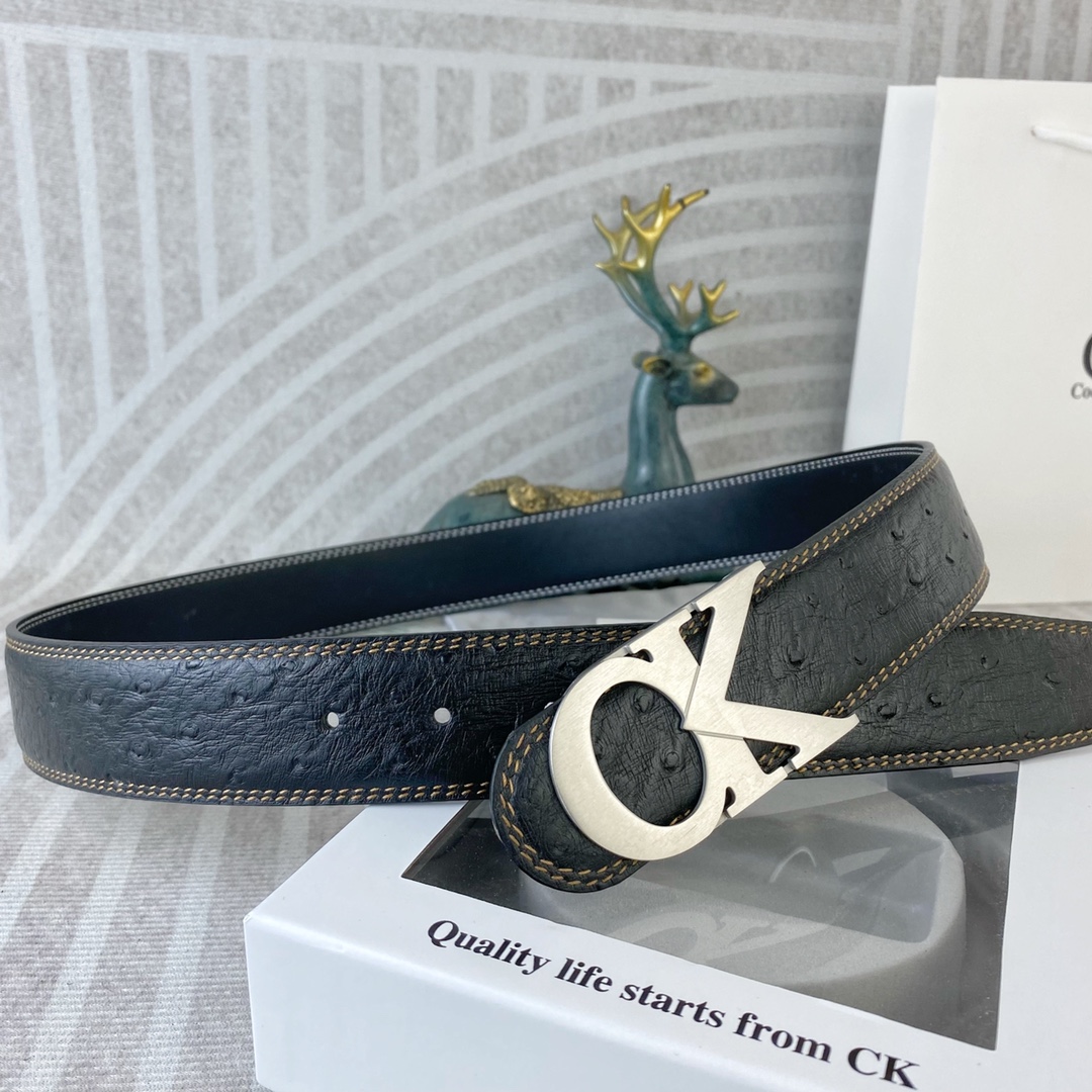 CK 💕 特种皮腰带系列 ，原厂五金精品不锈钢扣，手感柔软舒适 宽3.8CM。