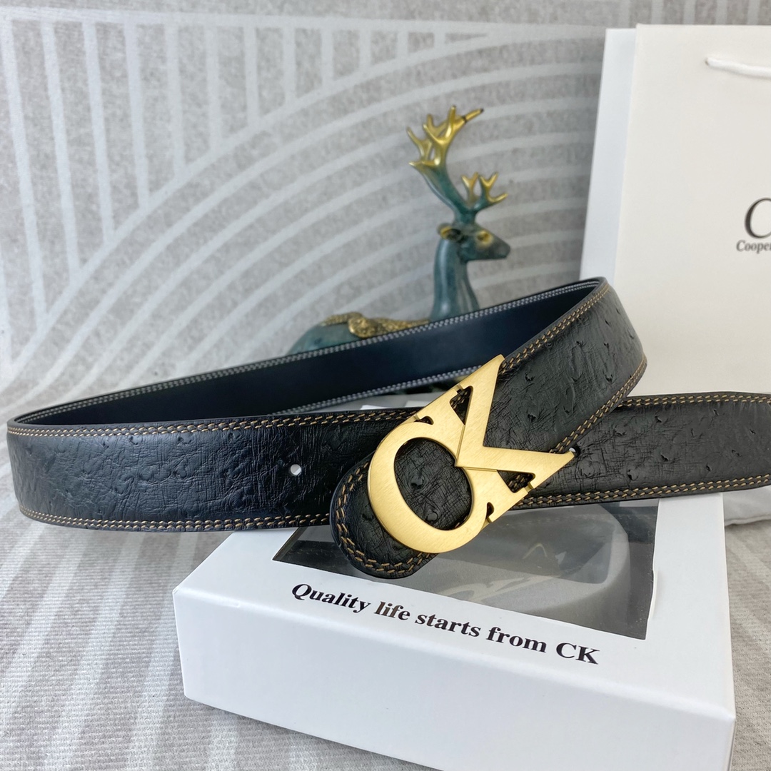 CK 💕 特种皮腰带系列 ，原厂五金精品不锈钢扣，手感柔软舒适 宽3.8CM。