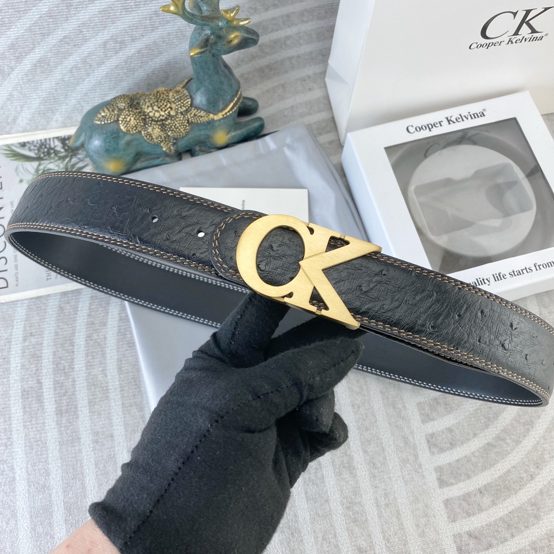 CK 💕 特种皮腰带系列 ，原厂五金精品不锈钢扣，手感柔软舒适 宽3.8CM。