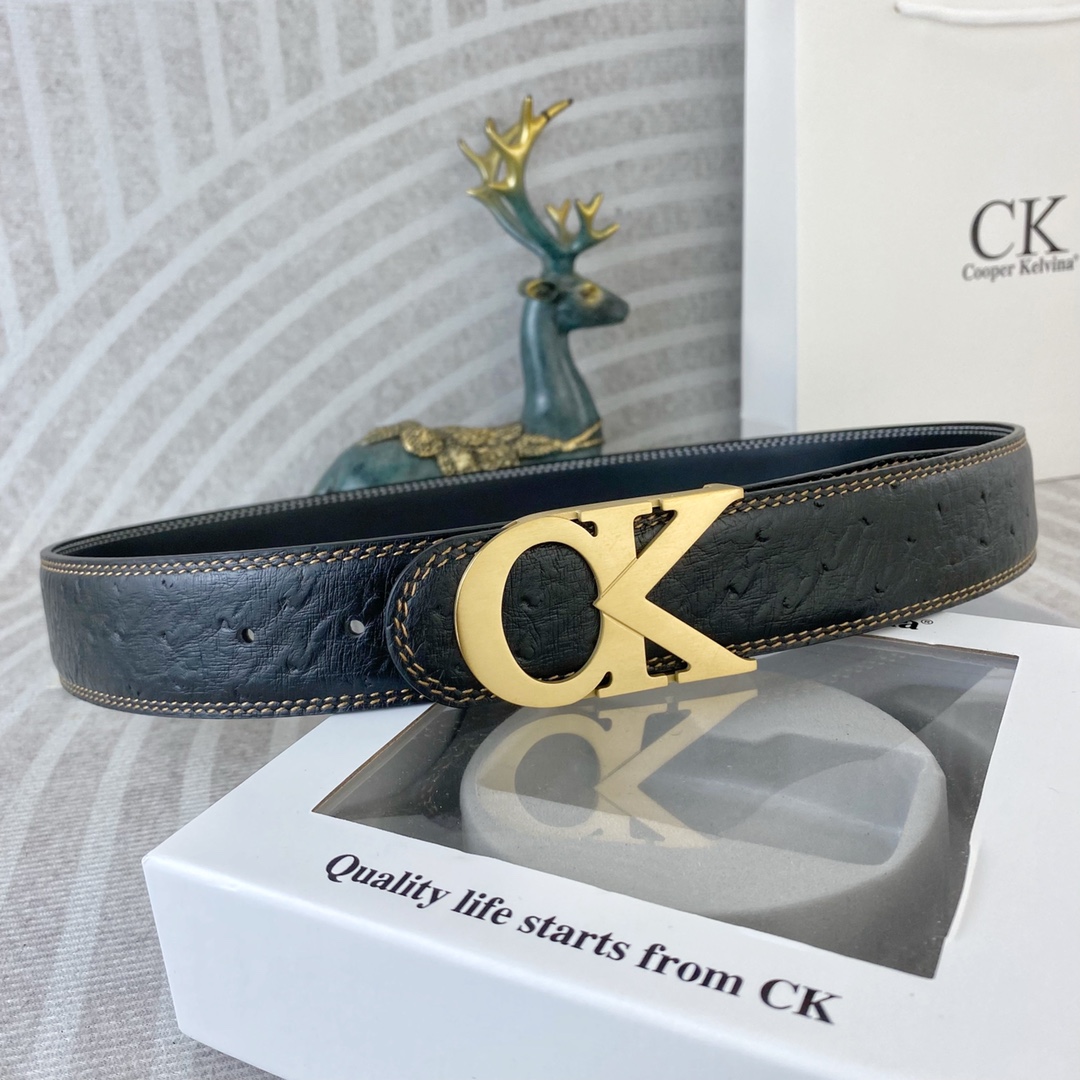 CK 💕 特种皮腰带系列 ，原厂五金精品不锈钢扣，手感柔软舒适 宽3.8CM。