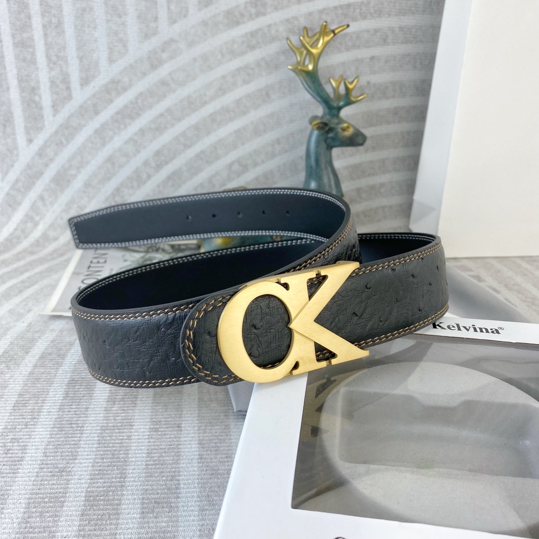 CK 💕 特种皮腰带系列 ，原厂五金精品不锈钢扣，手感柔软舒适 宽3.8CM。