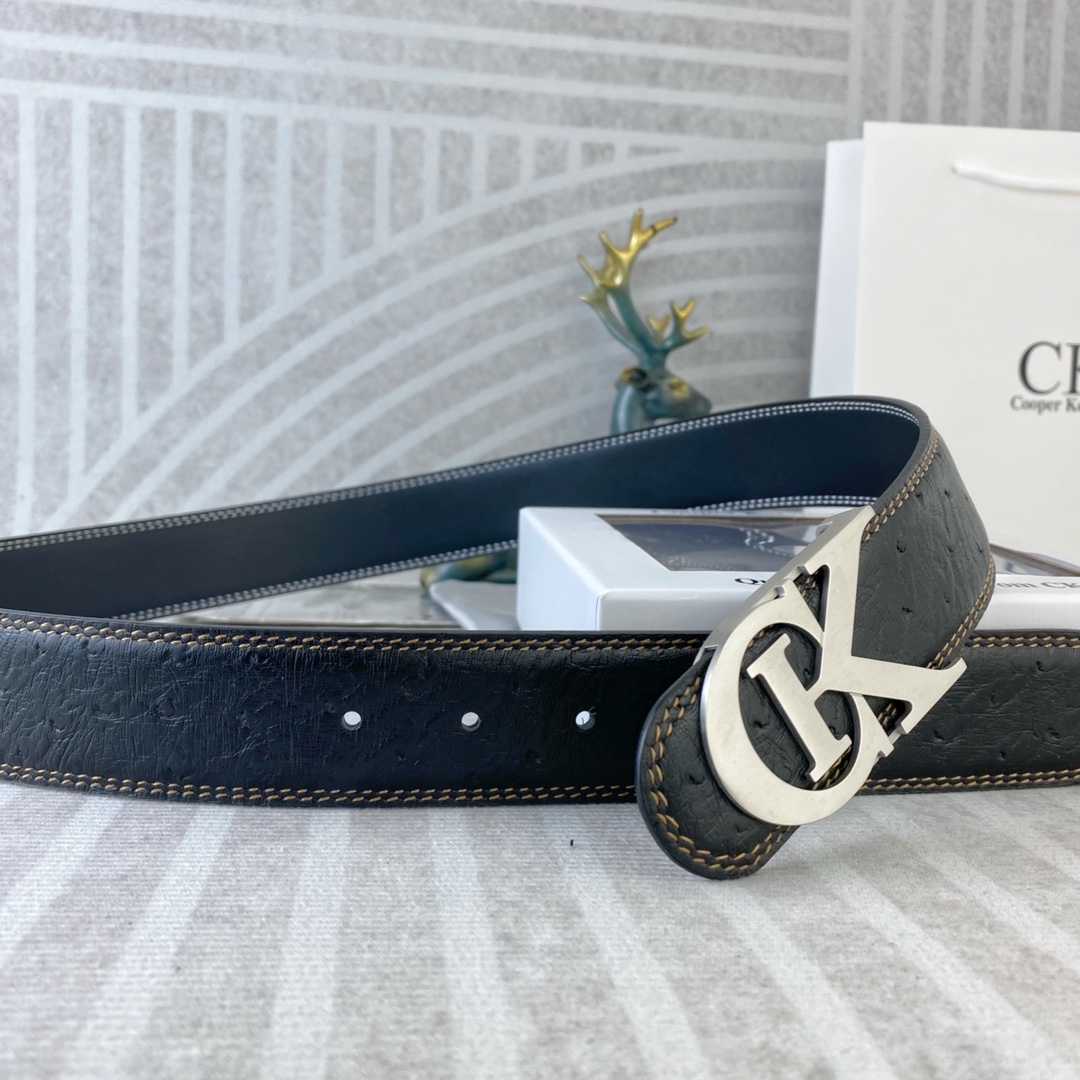 CK 💕 特种皮腰带系列 ，原厂五金精品不锈钢扣，手感柔软舒适 宽3.8CM。