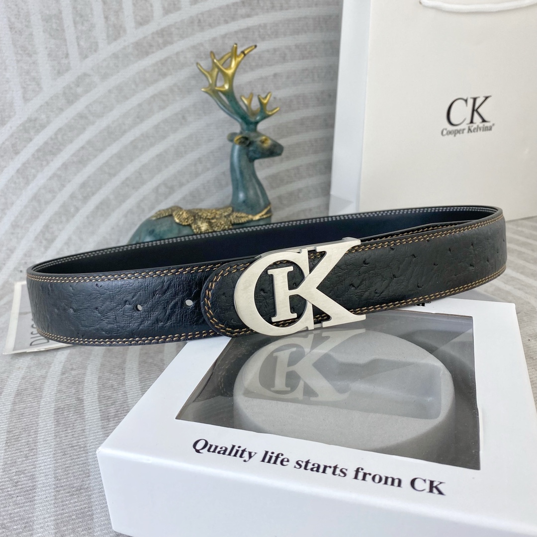 CK 💕 特种皮腰带系列 ，原厂五金精品不锈钢扣，手感柔软舒适 宽3.8CM。
