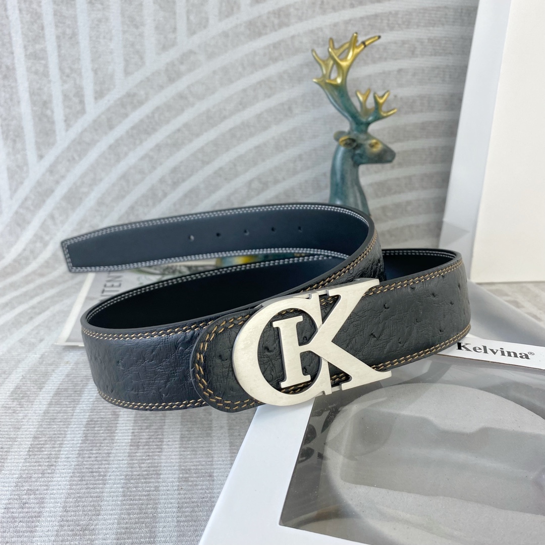 CK 💕 特种皮腰带系列 ，原厂五金精品不锈钢扣，手感柔软舒适 宽3.8CM。