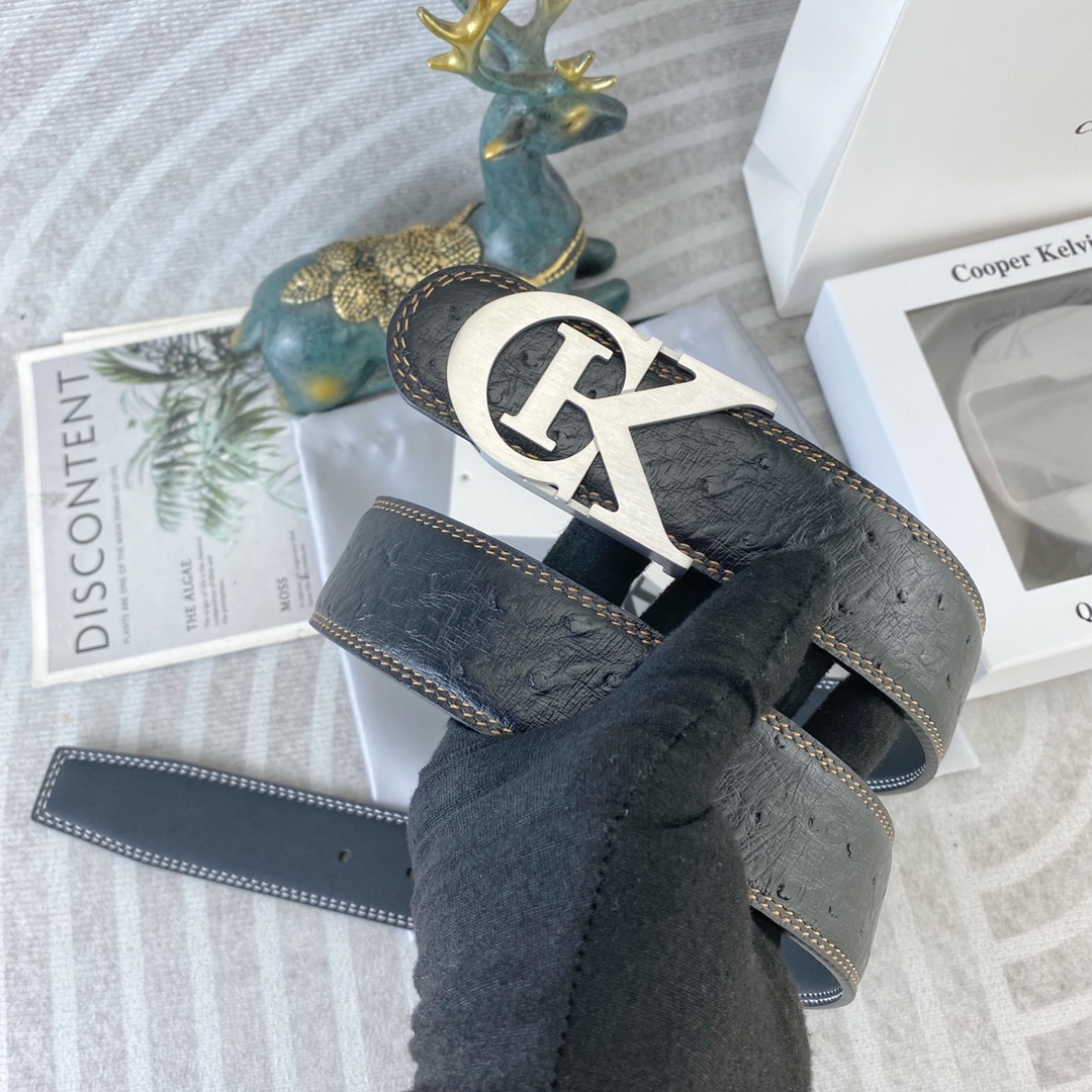 CK 💕 特种皮腰带系列 ，原厂五金精品不锈钢扣，手感柔软舒适 宽3.8CM。