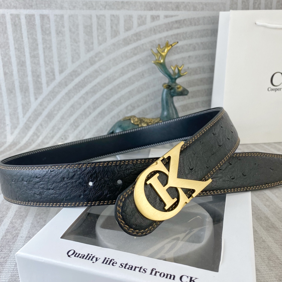 CK 💕 特种皮腰带系列 ，原厂五金精品不锈钢扣，手感柔软舒适 宽3.8CM。