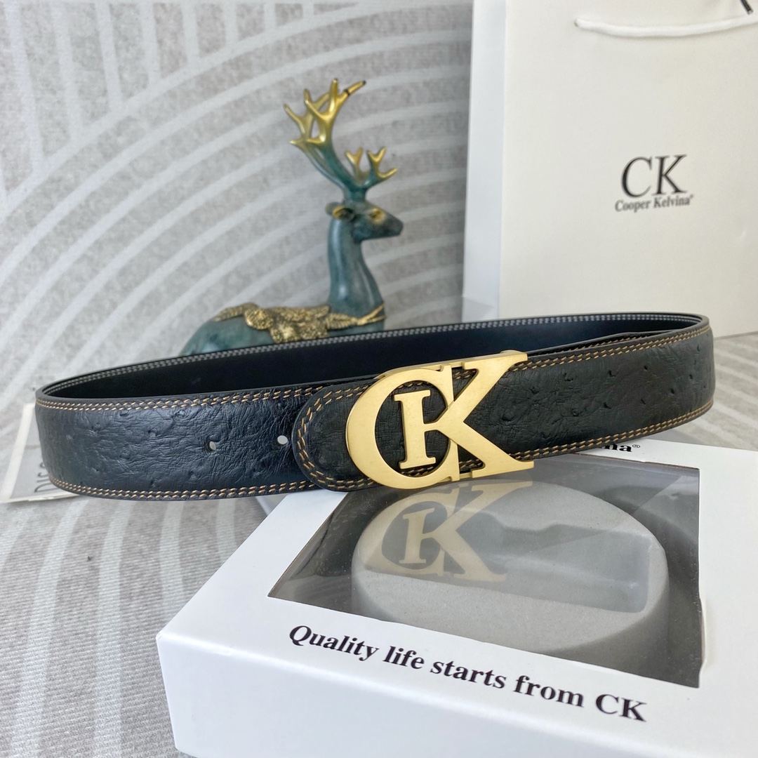 CK 💕 特种皮腰带系列 ，原厂五金精品不锈钢扣，手感柔软舒适 宽3.8CM。