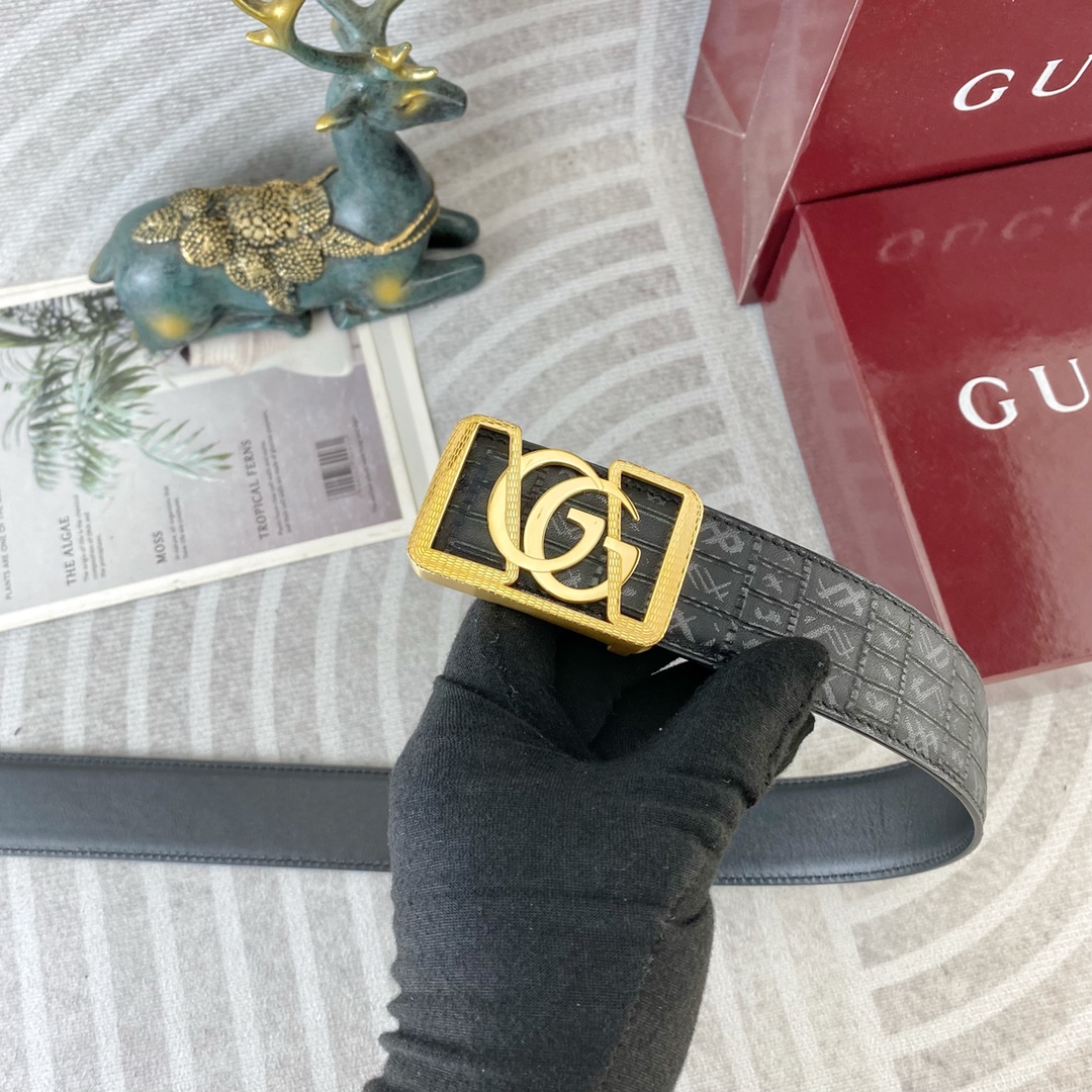 古奇💕 特种皮腰带系列 ，原厂五金精品不锈钢扣，手感柔软舒适 宽3.8CM。
