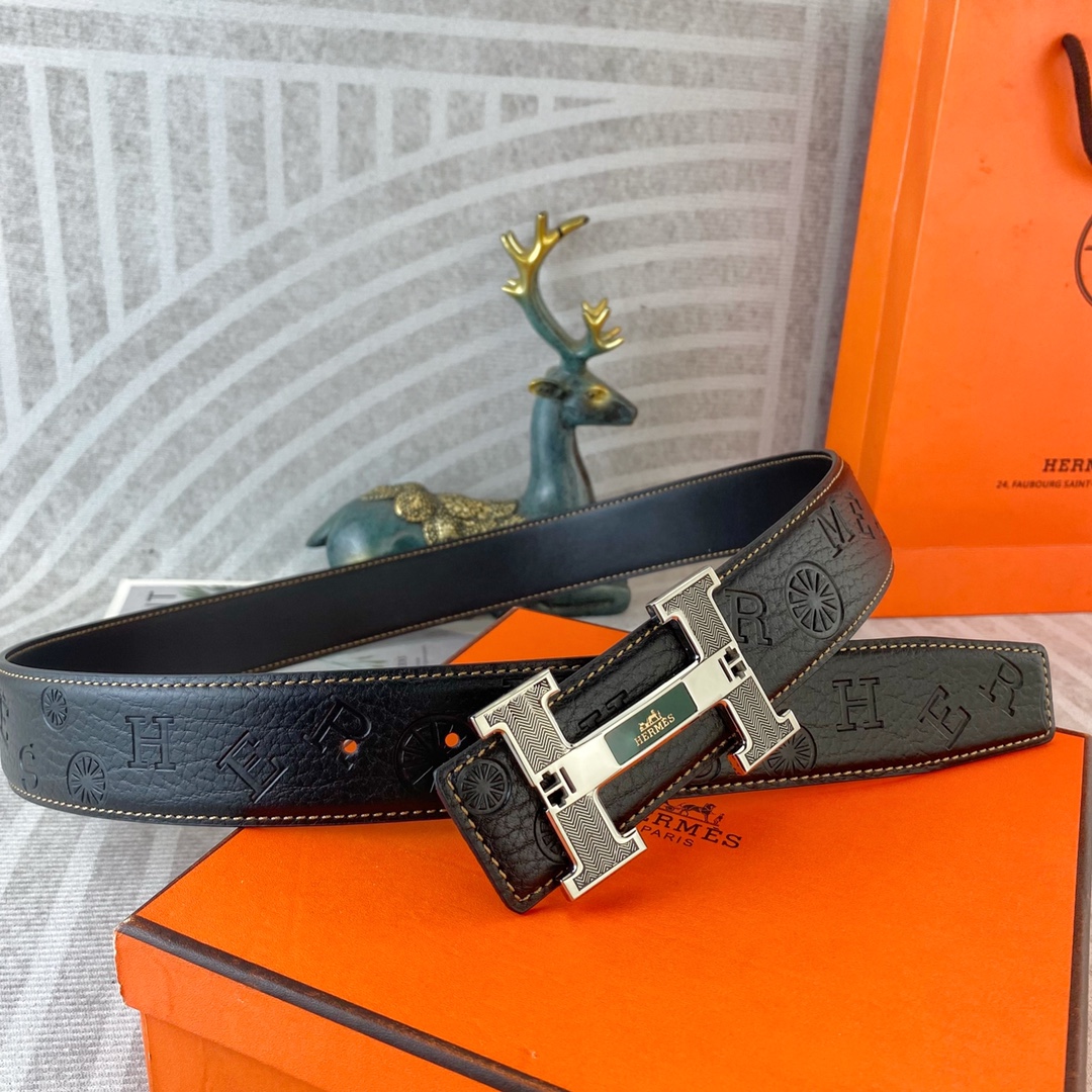 爱马仕💕 特种皮腰带系列 ，原厂五金精品不锈钢扣，手感柔软舒适 宽3.8CM。
