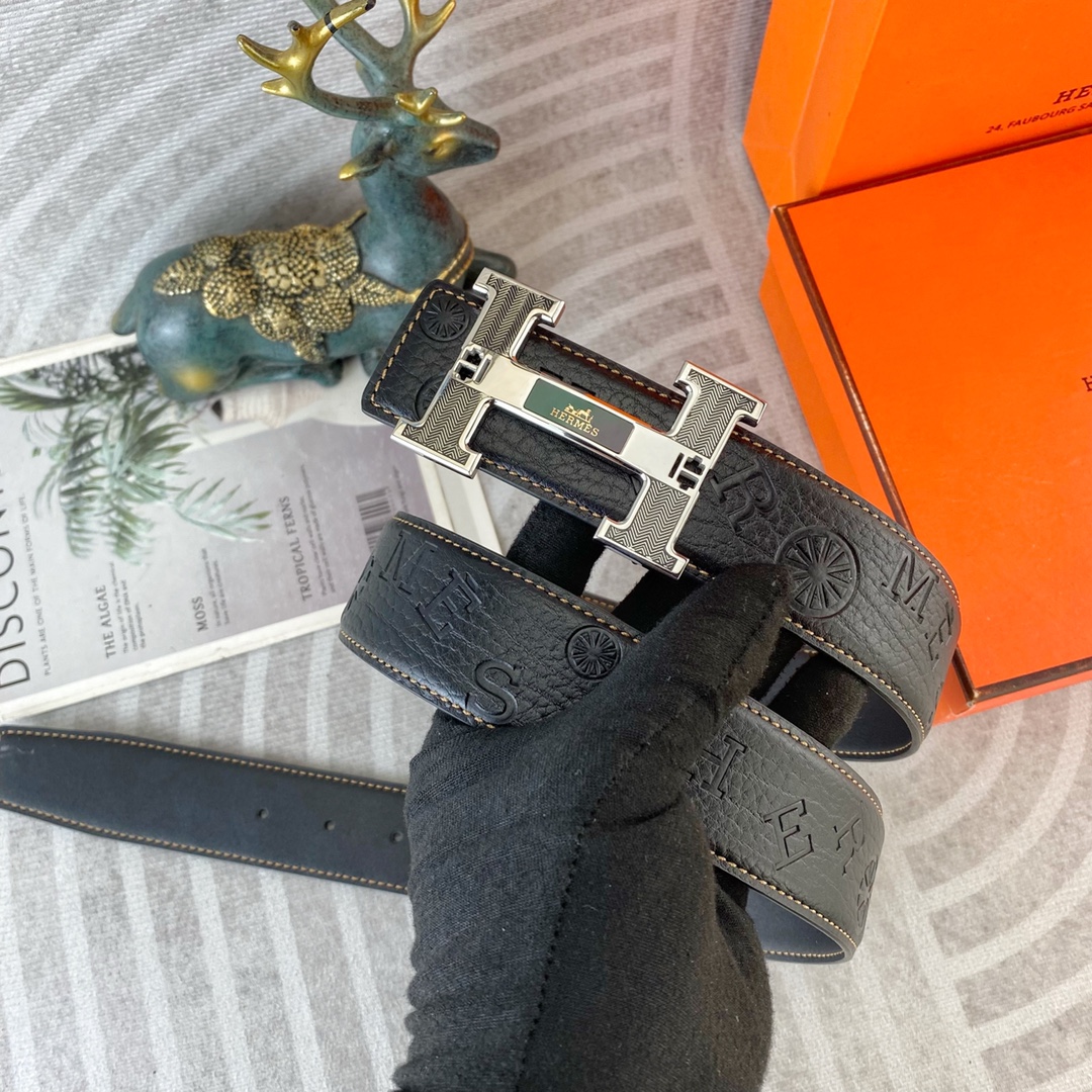 爱马仕💕 特种皮腰带系列 ，原厂五金精品不锈钢扣，手感柔软舒适 宽3.8CM。