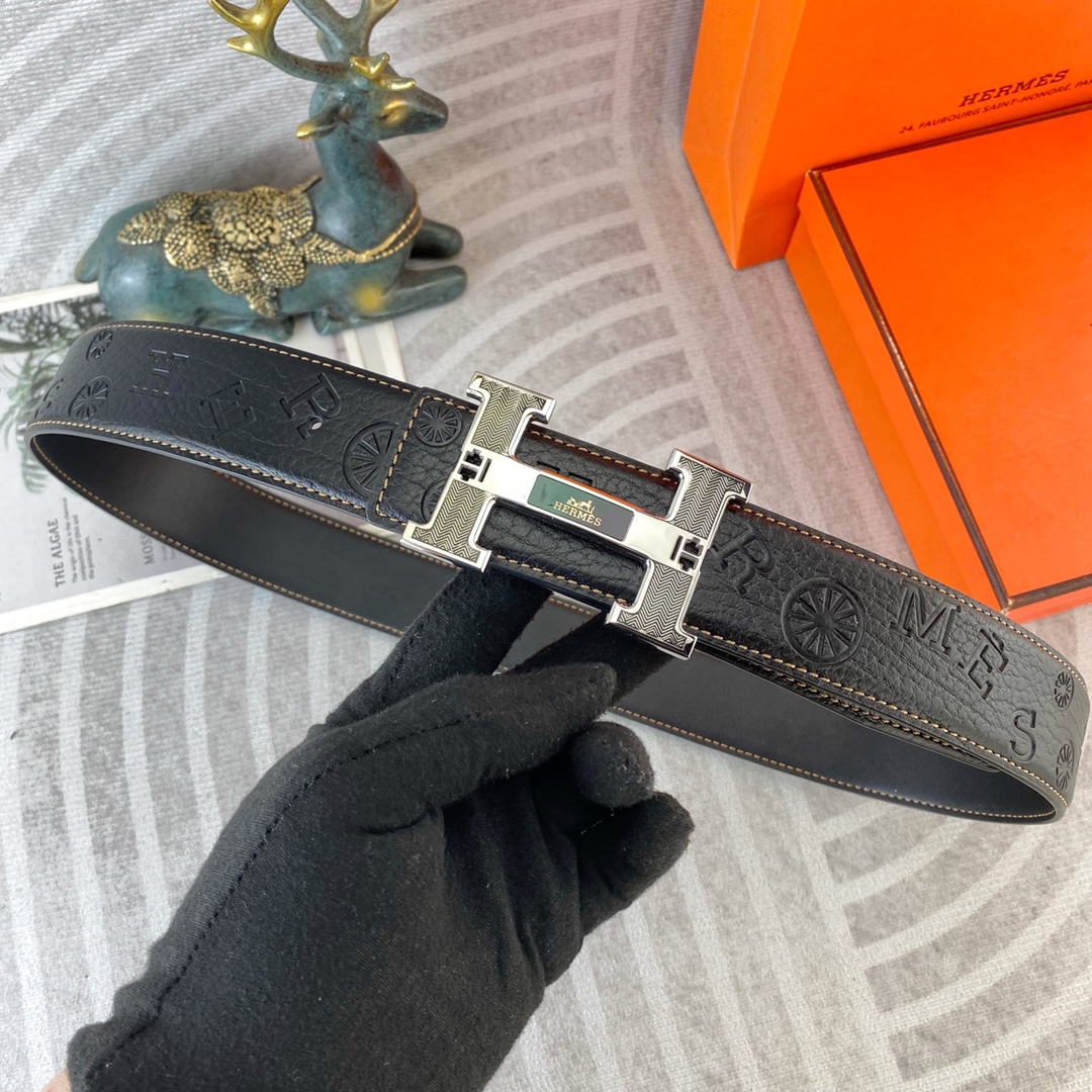 爱马仕💕 特种皮腰带系列 ，原厂五金精品不锈钢扣，手感柔软舒适 宽3.8CM。