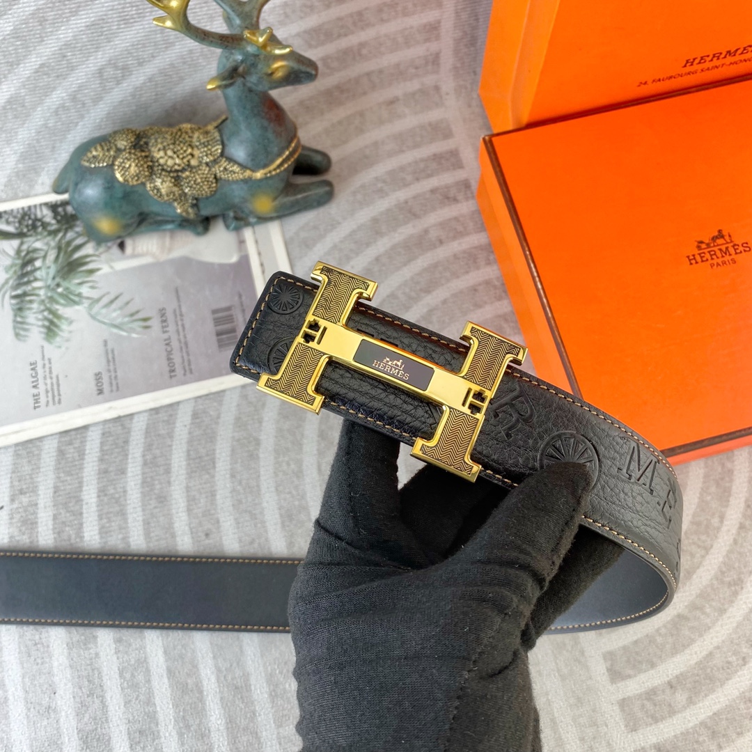 爱马仕💕 特种皮腰带系列 ，原厂五金精品不锈钢扣，手感柔软舒适 宽3.8CM。