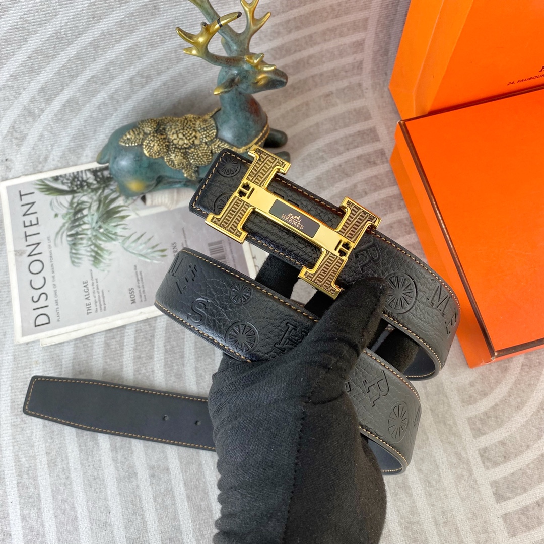 爱马仕💕 特种皮腰带系列 ，原厂五金精品不锈钢扣，手感柔软舒适 宽3.8CM。