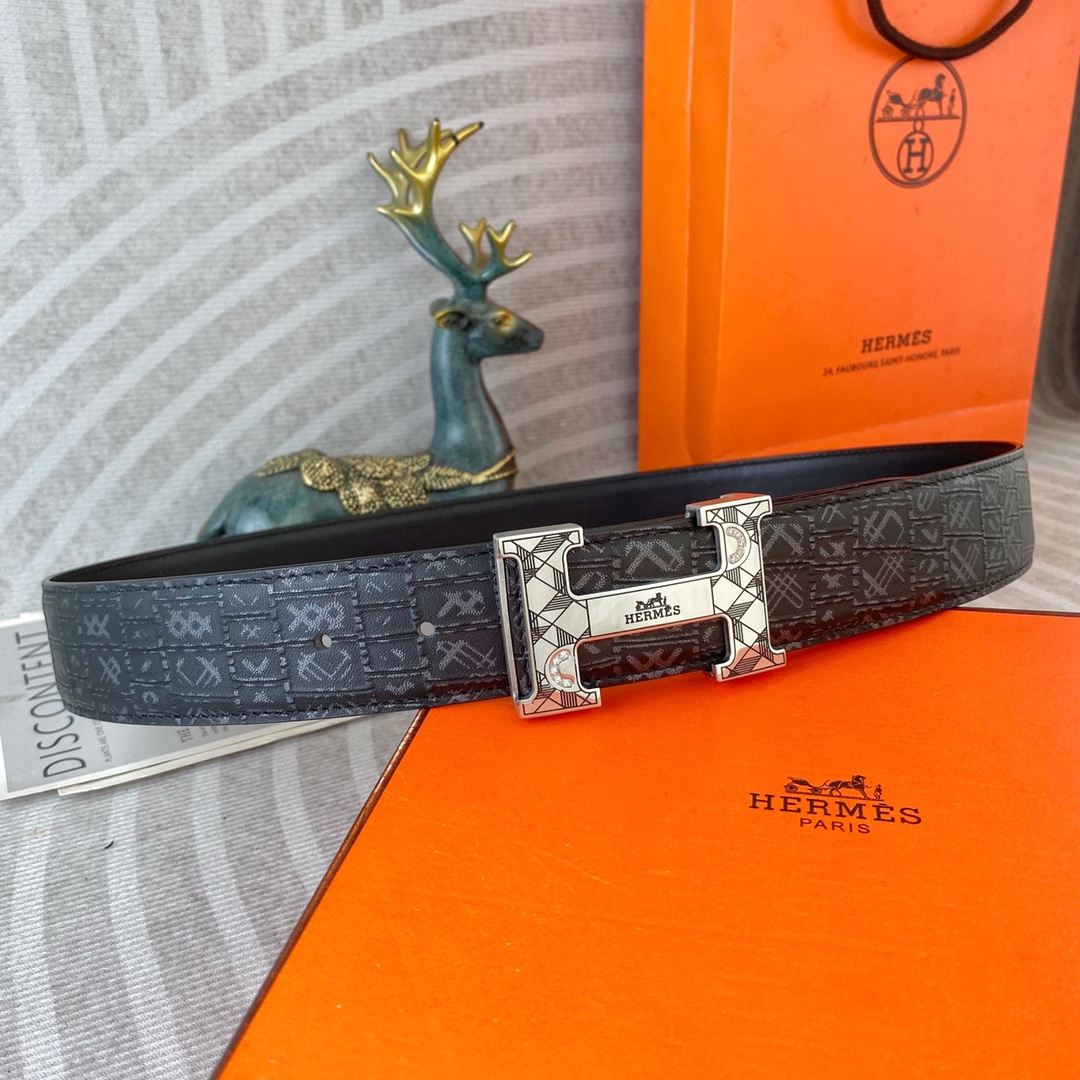 爱马仕💕 特种皮腰带系列 ，原厂五金精品不锈钢扣，手感柔软舒适 宽3.8CM。