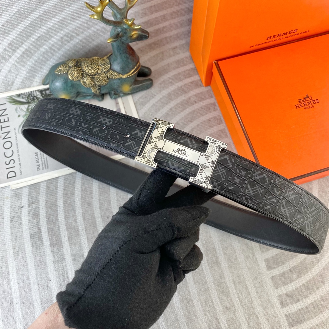 爱马仕💕 特种皮腰带系列 ，原厂五金精品不锈钢扣，手感柔软舒适 宽3.8CM。