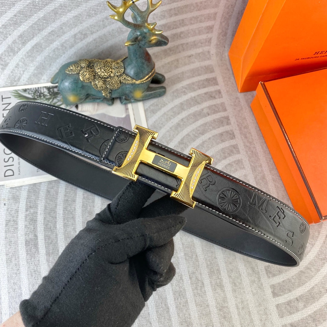 爱马仕💕 特种皮腰带系列 ，原厂五金精品不锈钢扣，手感柔软舒适 宽3.8CM。