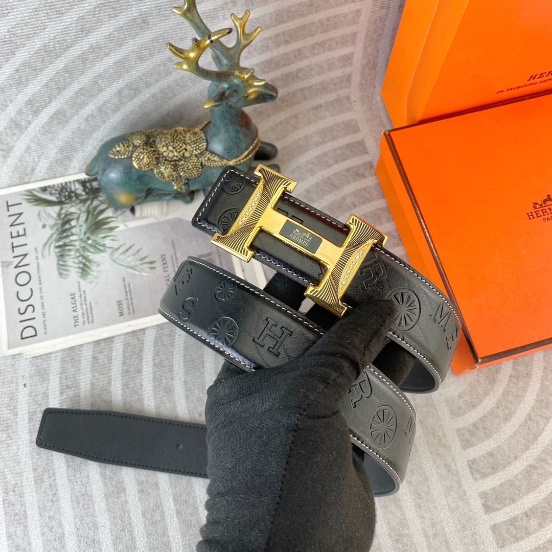爱马仕💕 特种皮腰带系列 ，原厂五金精品不锈钢扣，手感柔软舒适 宽3.8CM。