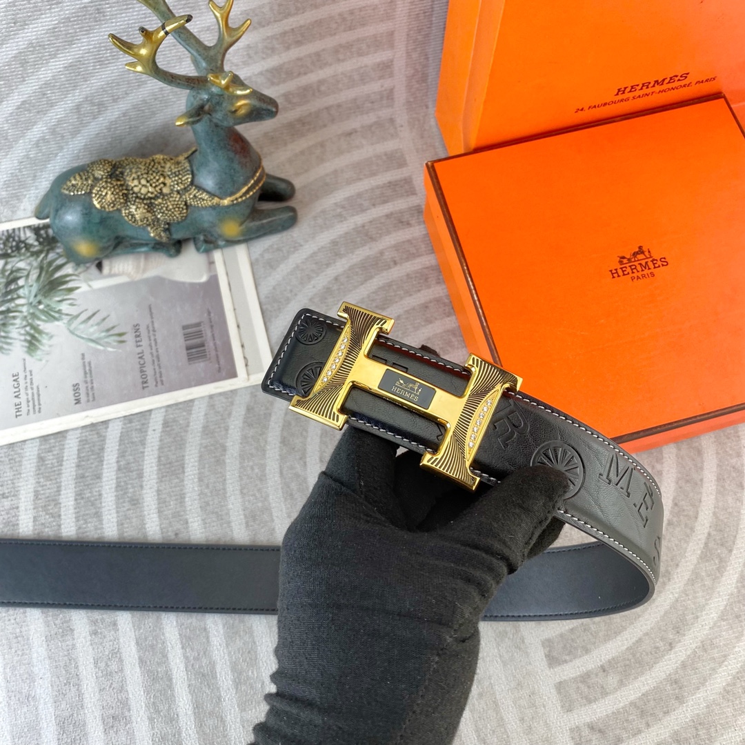 爱马仕💕 特种皮腰带系列 ，原厂五金精品不锈钢扣，手感柔软舒适 宽3.8CM。