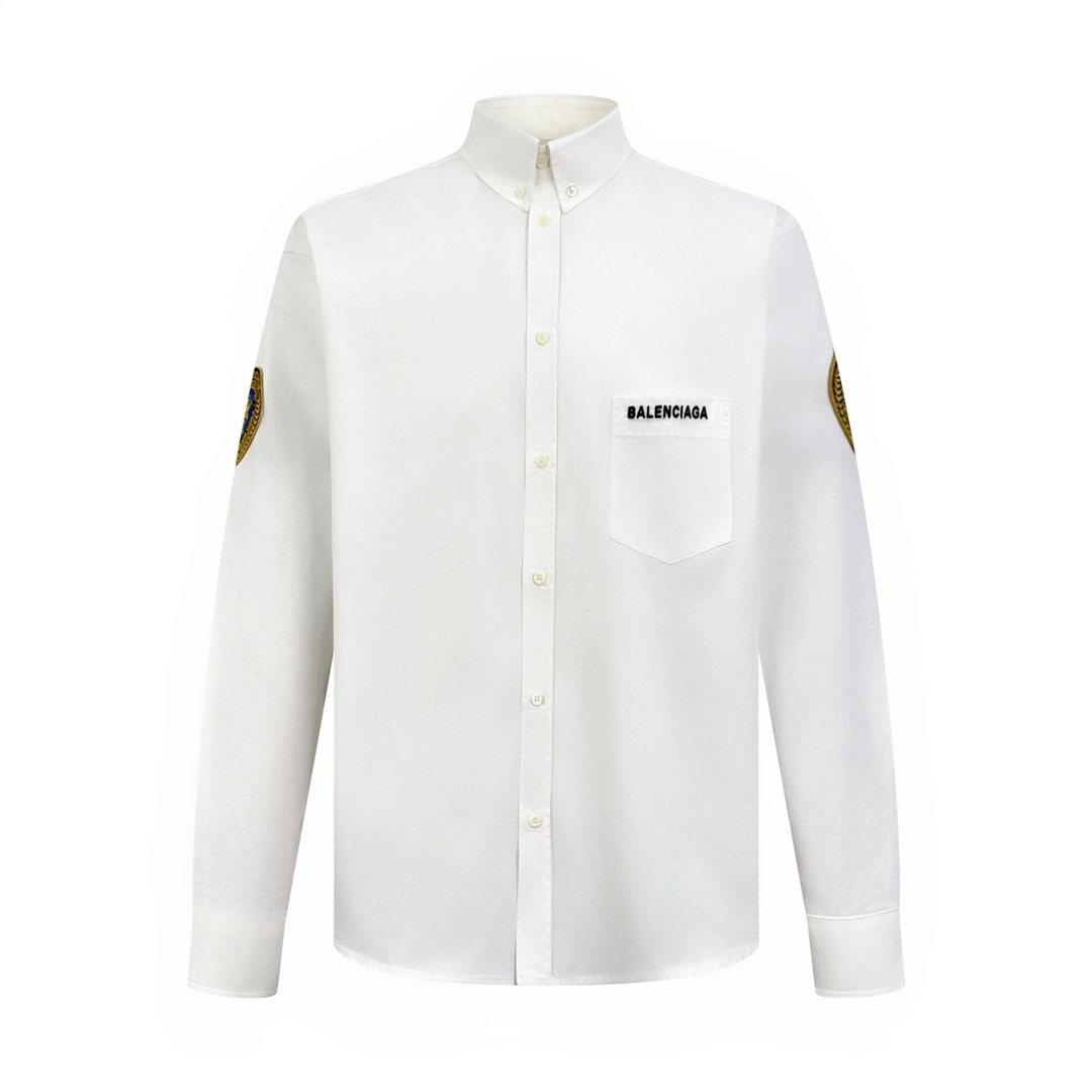 Balenciaga Embroidered Badge Shirt: High-quality, Customized Soft-Coloured Textures, Parisian Craftsmanship, Iconic Design. - 图片 1