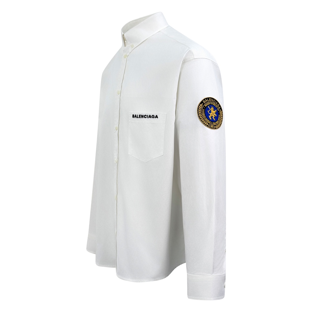 Balenciaga Embroidered Badge Shirt: High-quality, Customized Soft-Coloured Textures, Parisian Craftsmanship, Iconic Design. - 图片 3