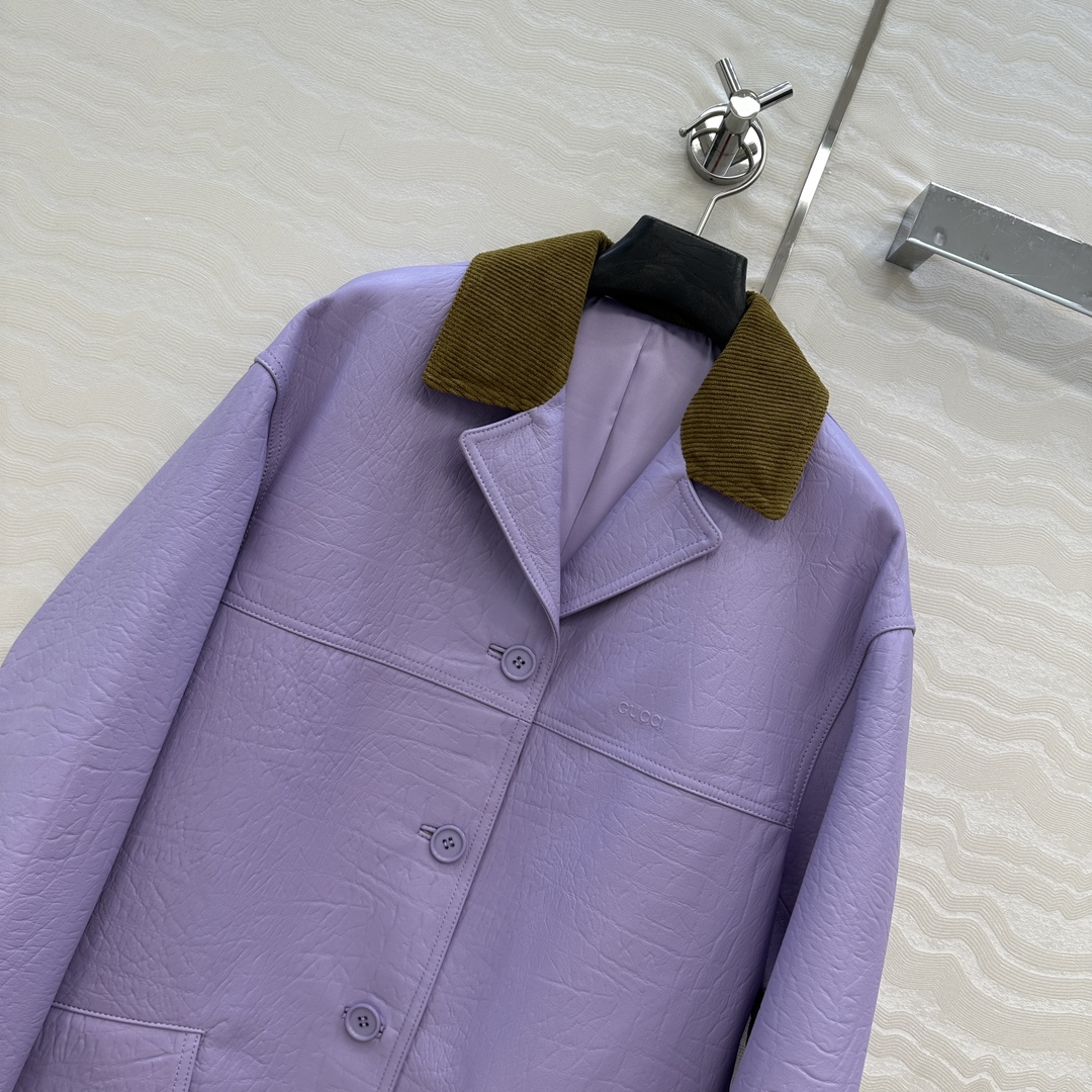High-End Female Outfit P2208: Premium Quality, Custom-Made Sheep Skin, Retro Style - 图片 2